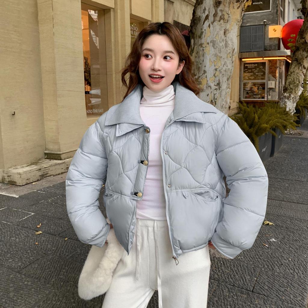 Herbst Winter Verdicken Warmer Parka Damen Lässig Süß Einfarbig Große Tasche Lockere Jacken Oberbekleidung