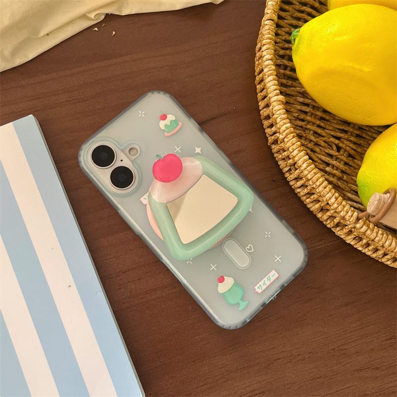 Koreański słodki kreskówka Etui na telefon Apple Magsafe Tok do iPhone 15 13 14 16 Pro Max Lody lustrzane magnetyczny uchwyt czyste etui