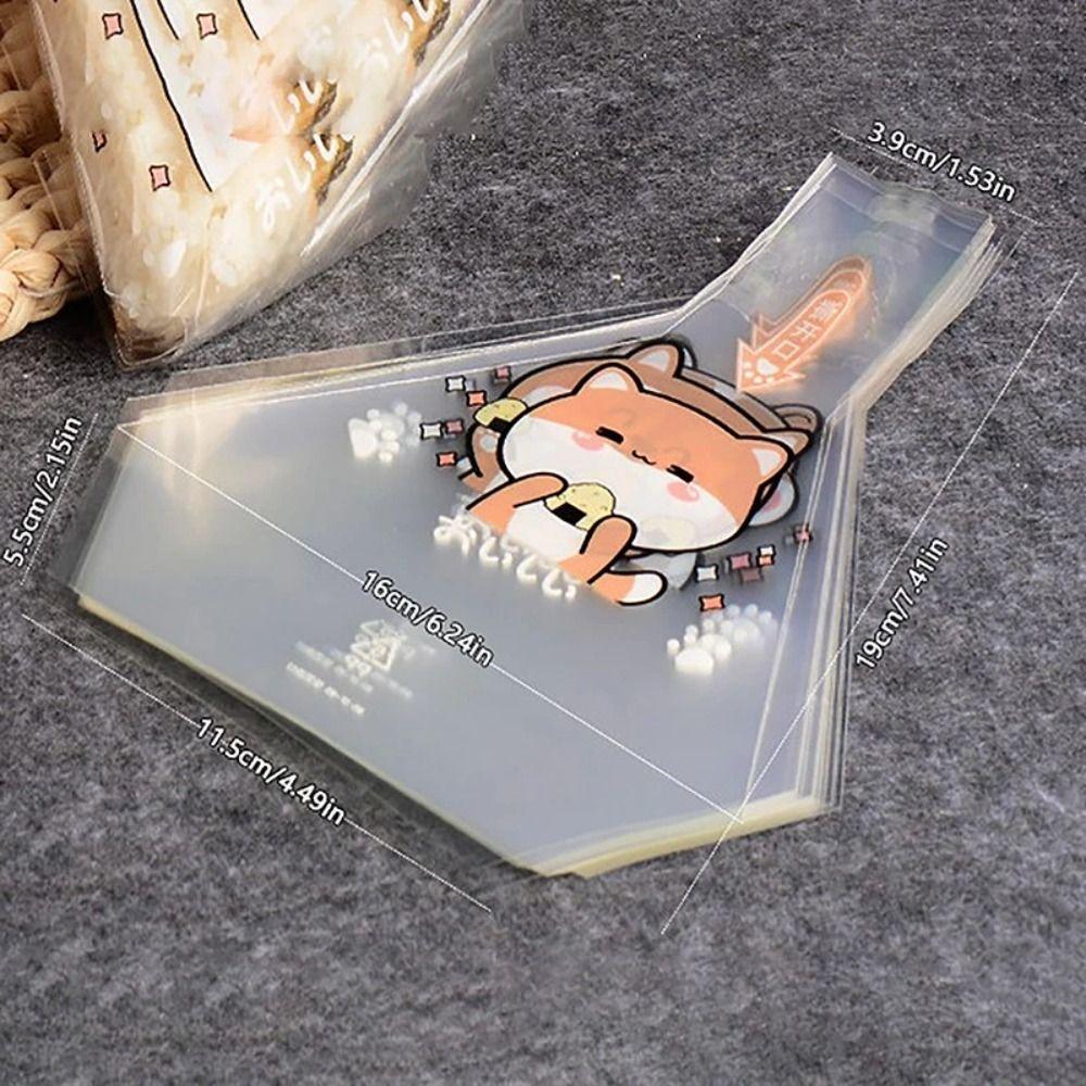 50pcs Transparent Rice Ball Wrapper Cartoon Pattern Sushi Bag Triangle Bag  Food Packaging