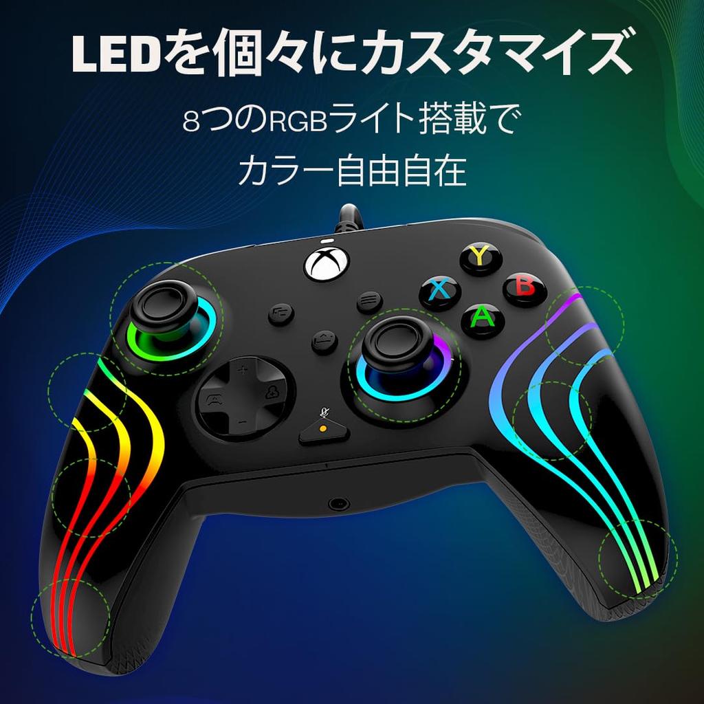 Officially Licensed Xbox PDP by TURTLE BEACH Afterglow Wave LED Wired Controller for Xbox Series and PC Black X/S -