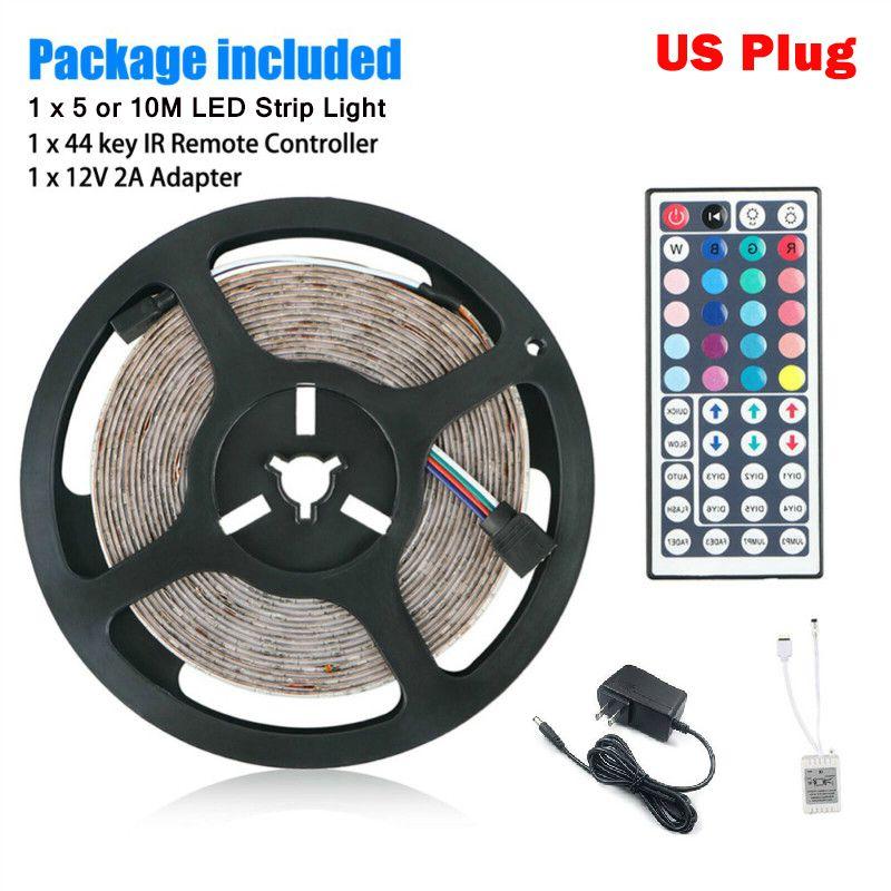 

510м Водонепроницаемая RGB 3528 SMD 300600 Светодиодная Гибкая Лента 12В44 Пульт Дистанционного Управления US Plug,5M/300LED