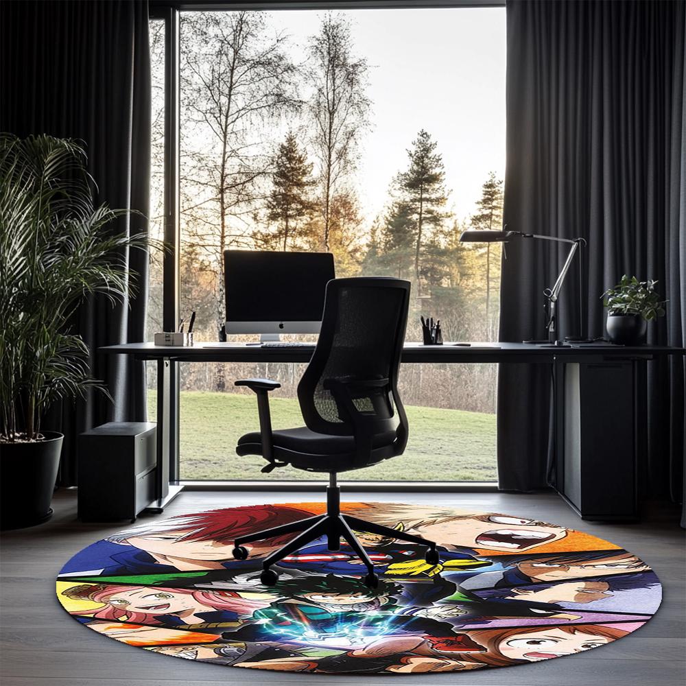 My Hero Academia Printed Round Rug Carpet Chair Rug Area Rug Entryway Doormats,for Office Chair Living Room Bedroom Kitchen Room.