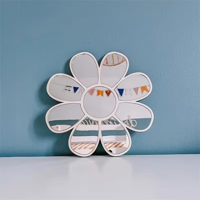 Bohemia Wall Mirror Decors Flower Decorative Mirror Rustics Farmhouse Wall Decors for Bedroom Bathroom Wall Mount Mirror