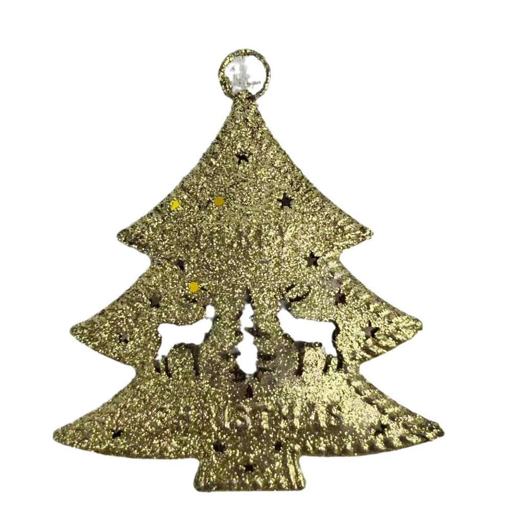 Gold Powder Wrought Iron Deer Star Christmas Tree Ornament
