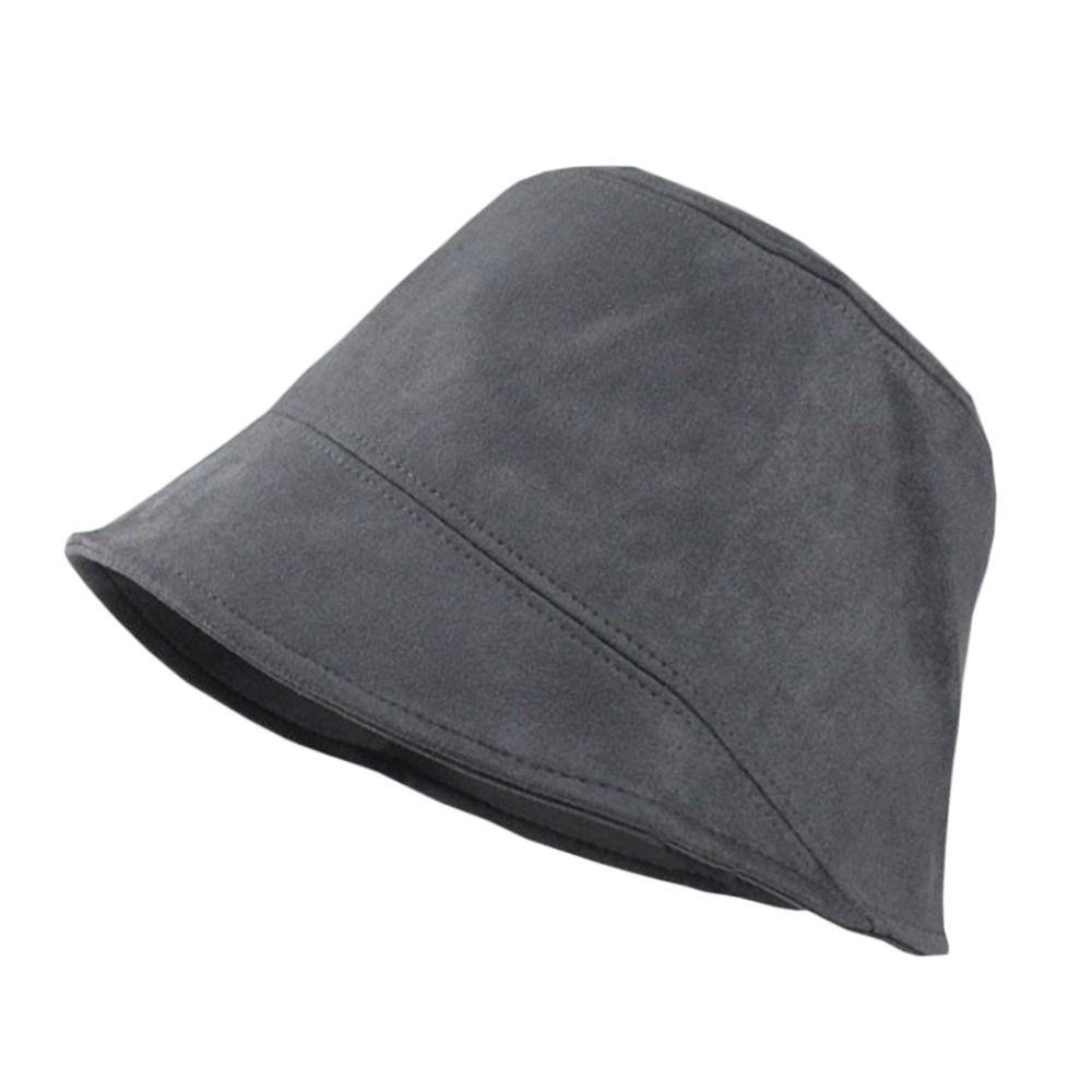 Suede Wool Bucket Hat Plush Basin Sun Cap Outdoor Panama Hat  for Women