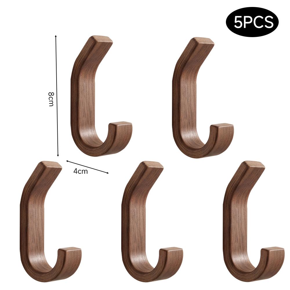 Natural Wooden Coat Hooks Key Decorative Holder Clothes Robe Handbag Hanger Scarf Towel Hook Home Wall Mounted Hook Organizer