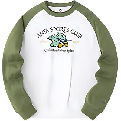 Anta Life Series Round Neck Pullover Raglan Long Sleeve Sweatshirt Women Sweatshirt Paper-White 162418754-1