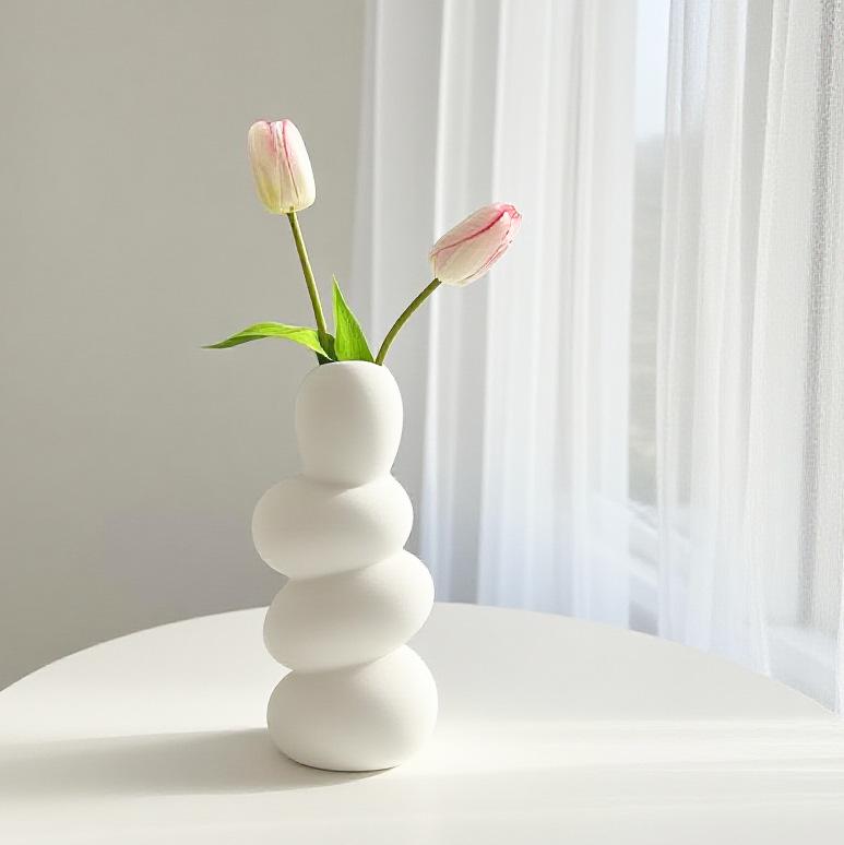 Nordic Simple Style White Ceramic River Stone Vase