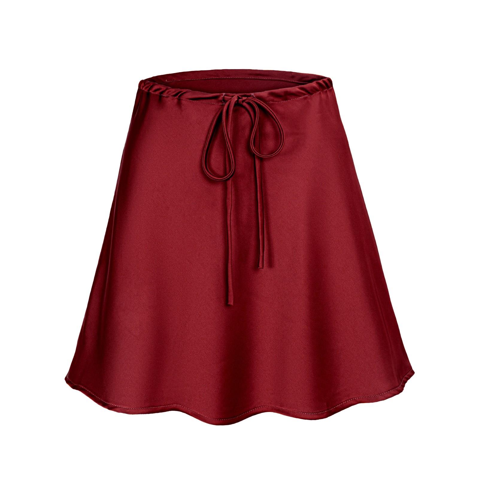 

Женская модная короткая юбка с высокой талией, застежкой-молнией и завязками на бедрах XL красный