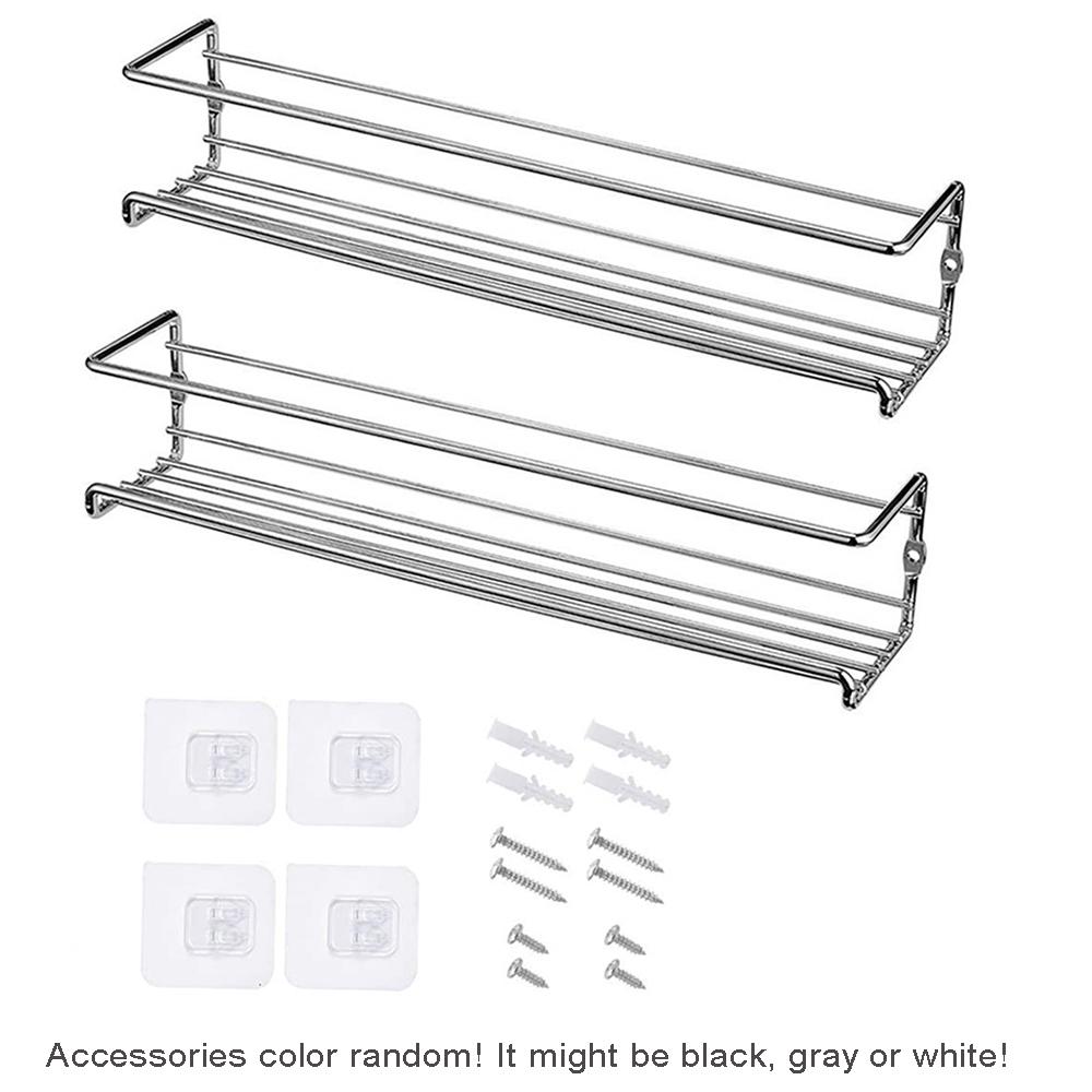 

2 шт. Настенный органайзер для специй, Металлические подвесные полки, Одноярусная, Полка для приправ, Кухонная полка, Органайзер для шкафа 1-tier серебряный