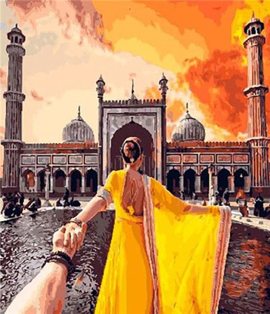 

Картина маслом Ruopoty по номерам, фигурка девушки, настенная живопись, ручная роспись на холсте, картина по номерам, женская картина для гостиной 40x50cm NO Frame