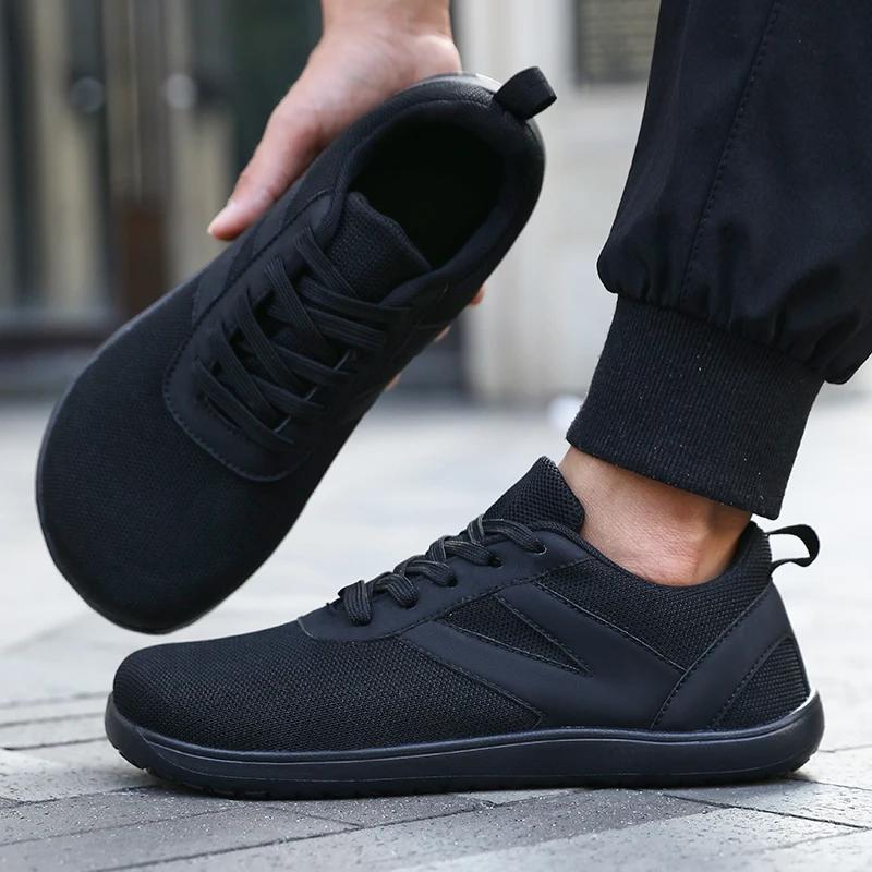 Fashion Men's Wide Toe Box Walking Shoes with Zero Drop Anti Slip Rubber Outsole Wide Version Minimalism Barefoot Shoes Flat Shoes 2025