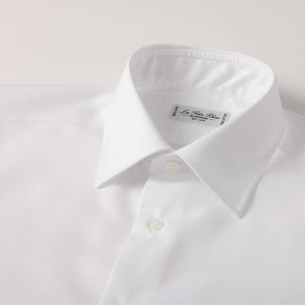 HITOYOSHI Easy Care Shirt Long Sleeve 10 Sizes Hitoyoshi Dress Shirt Cotton LB-W1 [Semi-wide/White Twill/41-84] Men's 100%