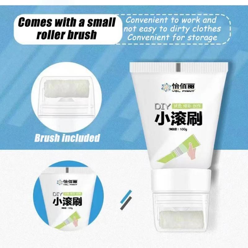 100g bílá růžová nástěnná barva malý válečkový štětec barva vnitřní opravy stěn domácí nástěnná oprava graffiti barva na ochranu životního prostředí