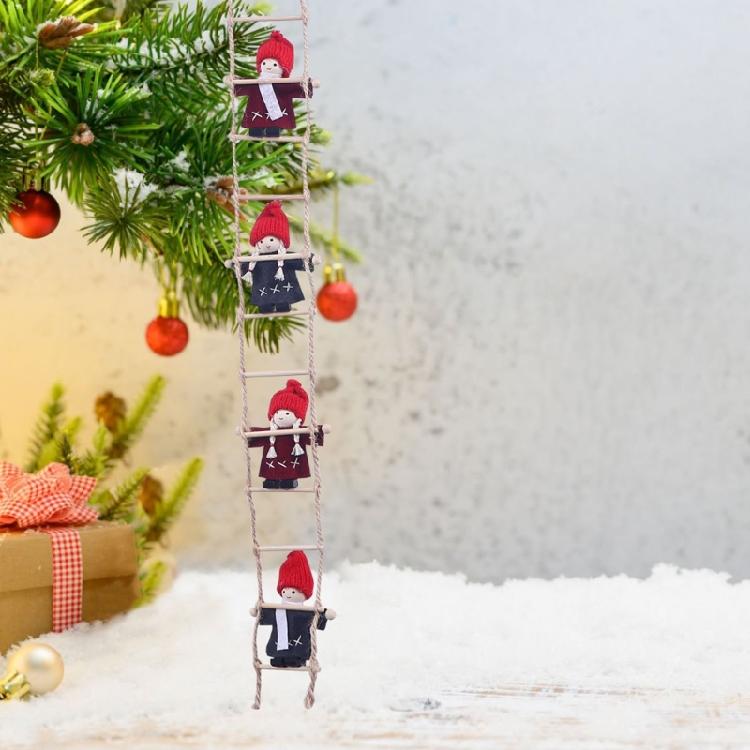 Festival Stair Climbing Elf Decorations 2PCS Durable Polyester Hanging Ornaments Christmas Party Decoration