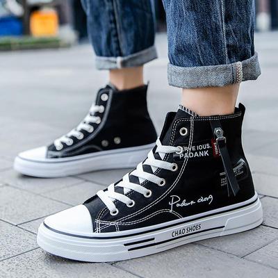New Fashion Men's Breathable Trending High Top Canvas Shoes Male Students Boys Casual Cool Soft Sole Comfortable Gym Sneakers for Teens