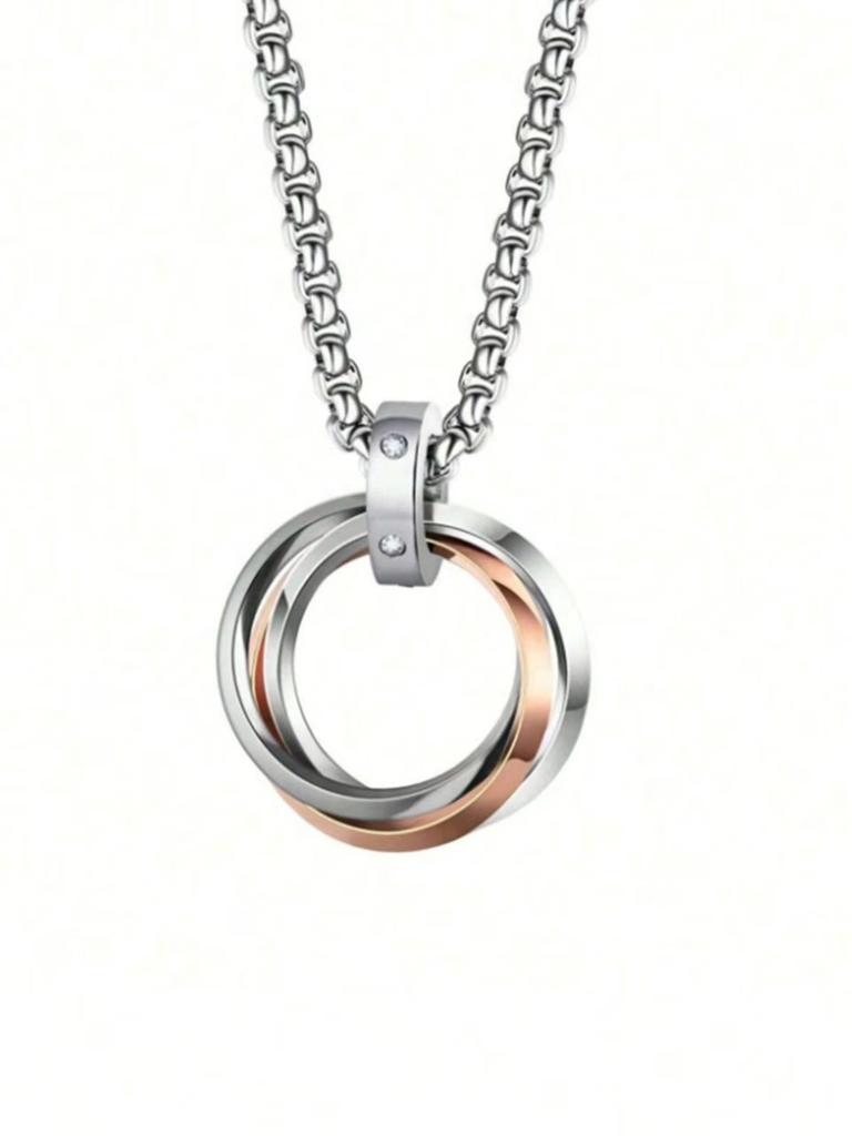 Three-ring Interlocking Necklace, Fashion Pendant, Men's and Women's Same Hip-hop Trendy Cold Versatile Neck Chain