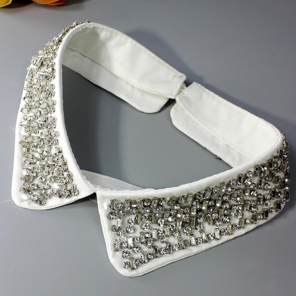 Perfect Match 1 Piece Of Luxurious Hand-Set Rhinestone Fake Collar For Ladies, A Neck Decoration With A Quick-Release Design. This Shiny And D