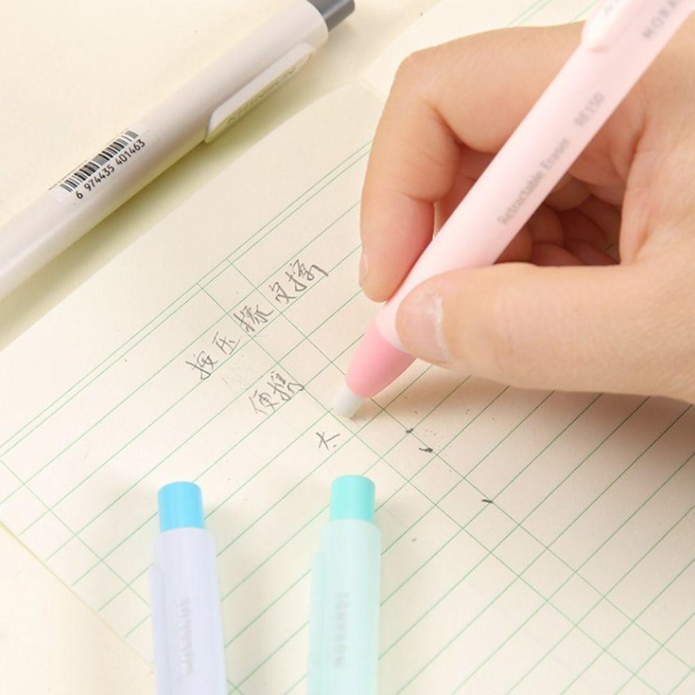 Pen Style Retractable Eraser Writing Pencil Rubber Creative Press Pencil Eraser Student