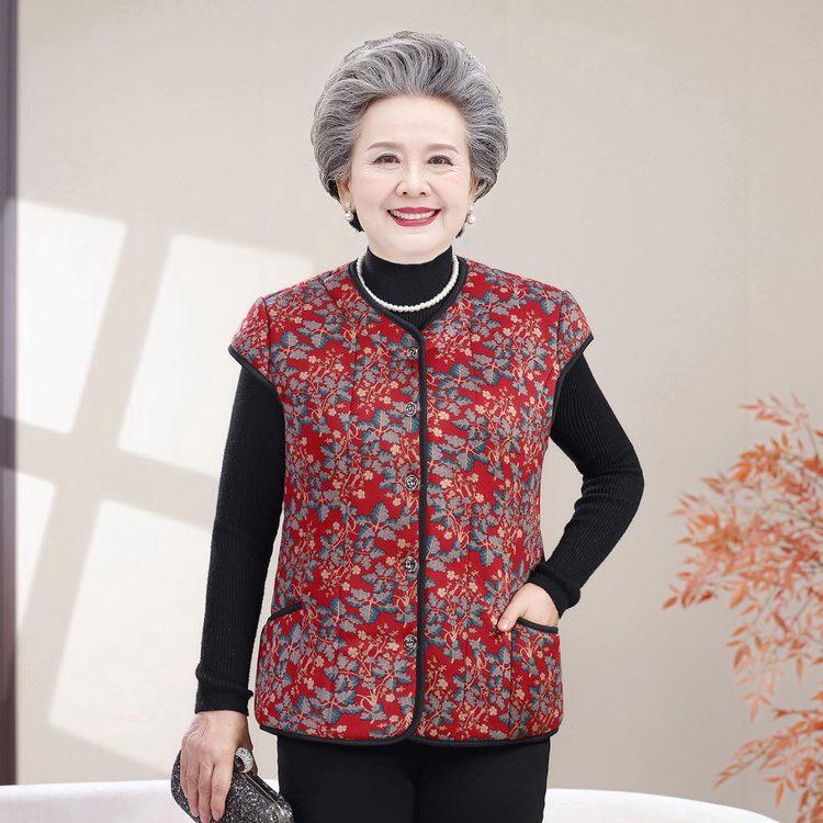 Grandma-Style Sleeveless Cotton Padded Vest with Sleeve Shoulder Protection for Women 2025 - Midlife & Elderly Warmth