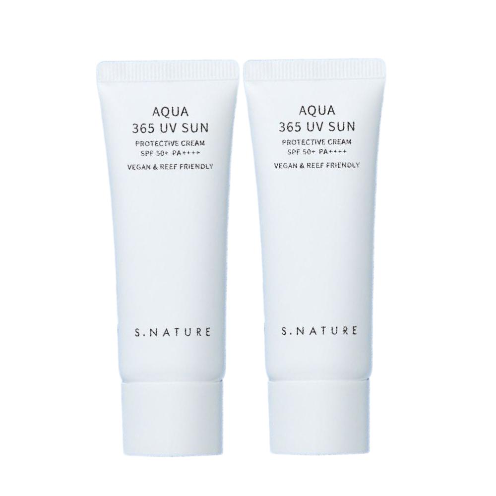 S.NATURE Aqua 365 UV Sun Cream SPF50+ PA++++ – 40mlx2ea | Lightweight Moisturizing Daily Sunscreen