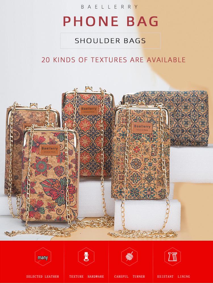 Baellerry Women's Large Capacity Crossbody Wallet - Fashion Wood Grain, Multi-Card Slot, Phone Bag, Korean Style