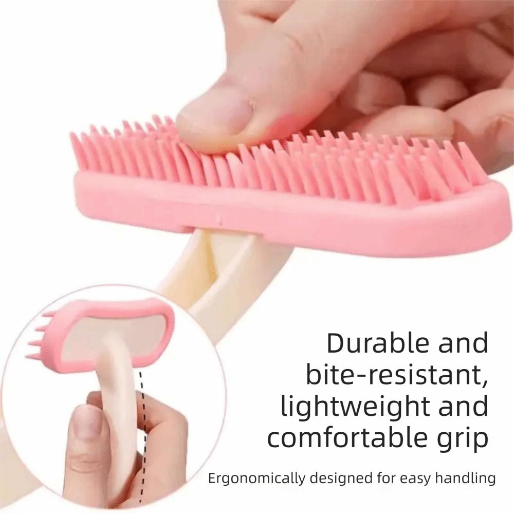 Soft Silicone Bristles Buuny Rabbit Comb Curved Handle Gentle Detangling Brush  Beauty Care