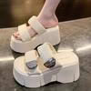 Wear thick-soled heightening cool slippers for women's summer 2025 new versatile and beautiful soft-soled slippers, small muffin sandals