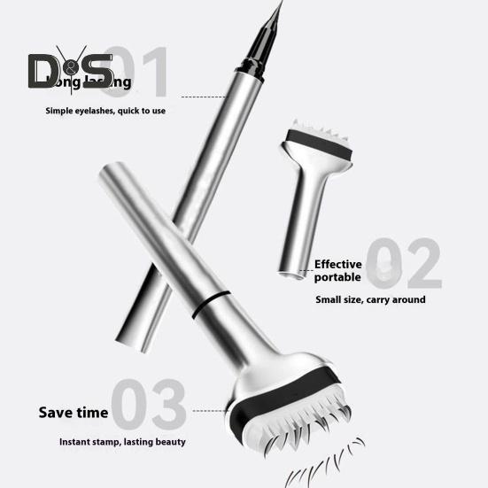 1 Set Lower Eyelash Stamp Eyeliner Kit Waterproof Smudge-Proof Sweat-proof Eyeliner Pen Long Lasting Bottom Lash Stamp Beginner Women Eyes Makeup