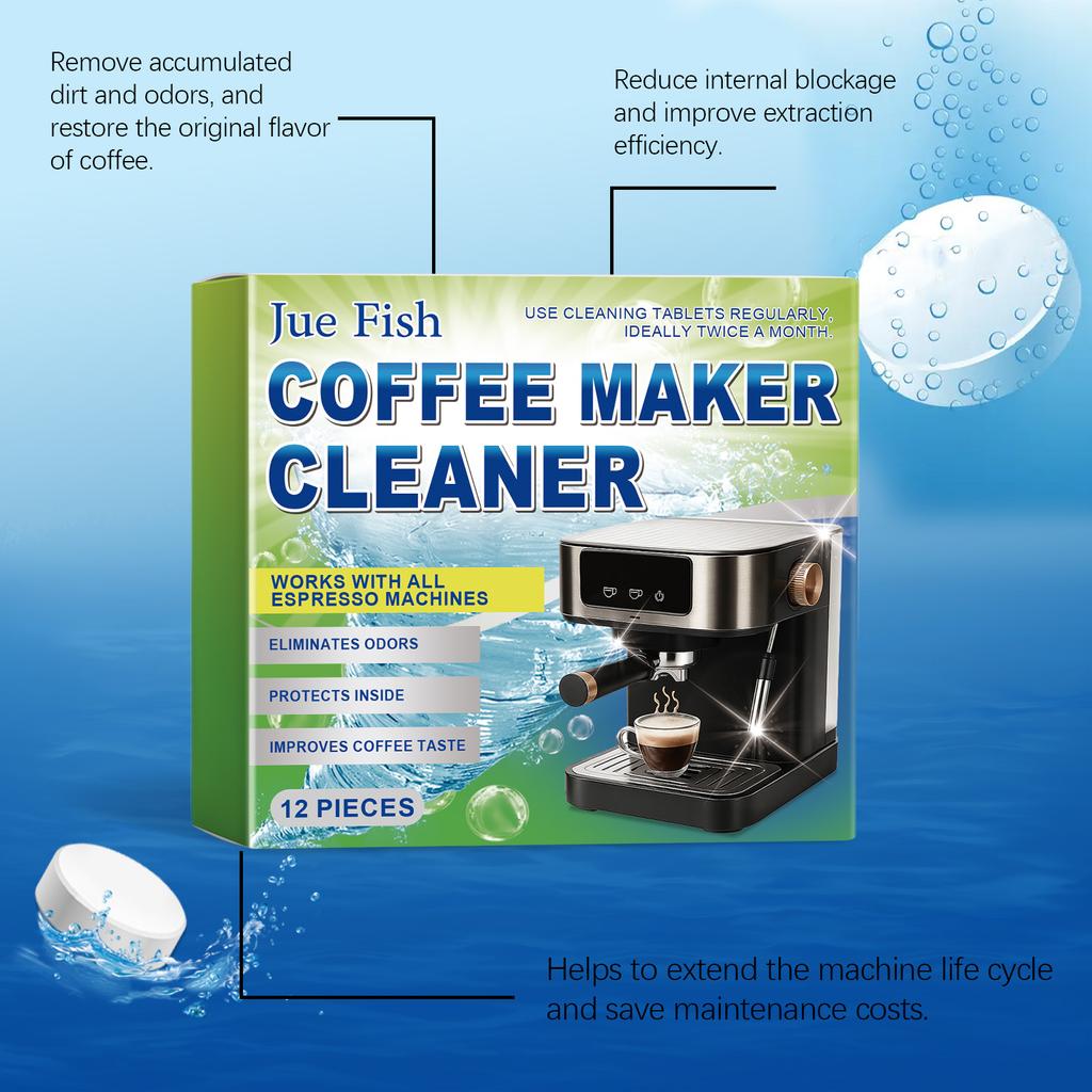 Coffee Machine Descaling Effervescent Sheets - Fast Stain/Dirt Cleaning, Filter Maintenance Tablets Home/Office