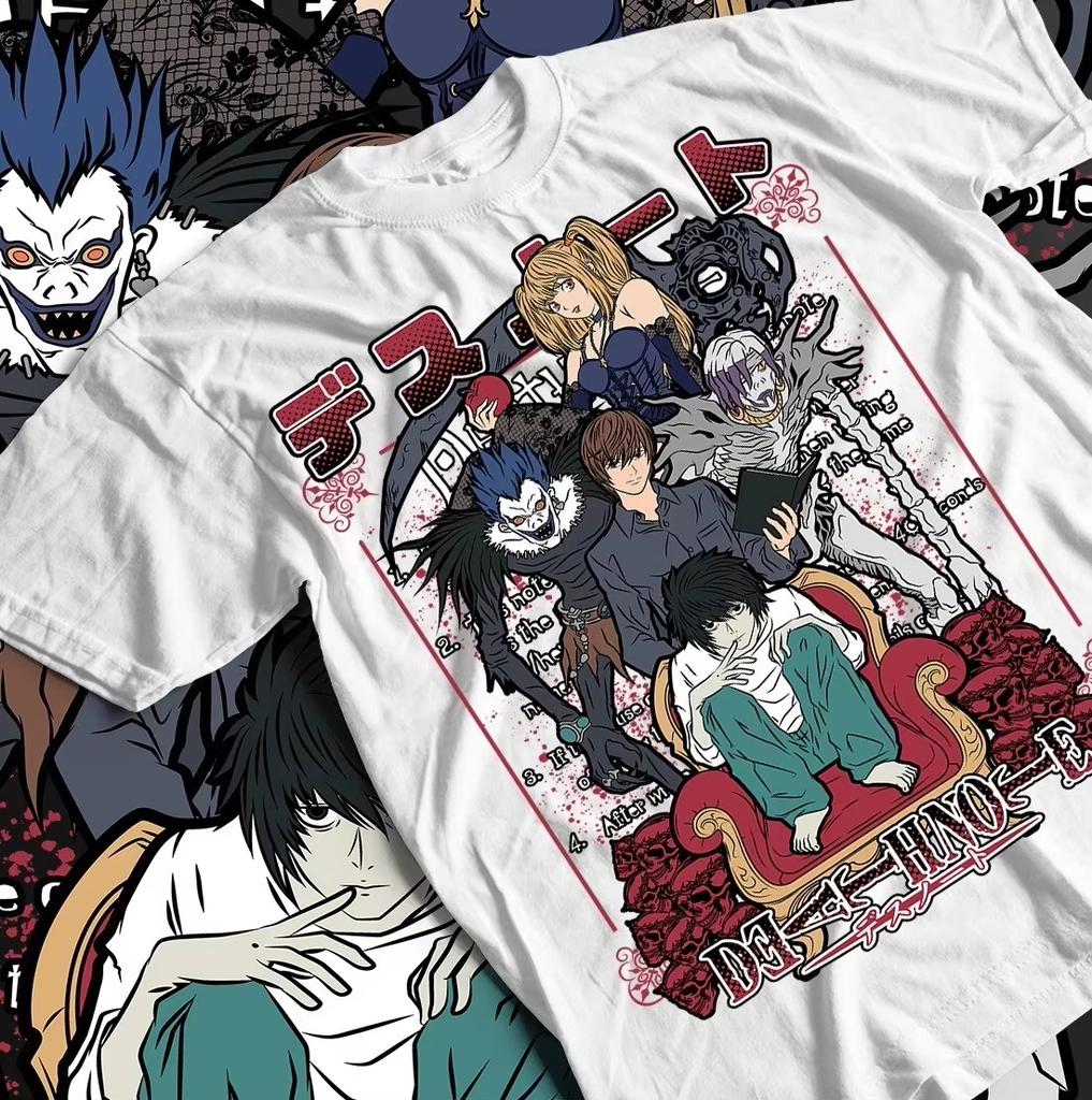 Summer Hot Sale Death Note T-Shirt Kira Ryuk Unisexga With Horror Anime Gift T-Shirt Y2k Gothic Cotton Oversized T-Shirt Streetwear