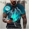 Summer Round Neck 3D Wolf Print Top Fashionable Casual Short Sleeved Men's T-shirts