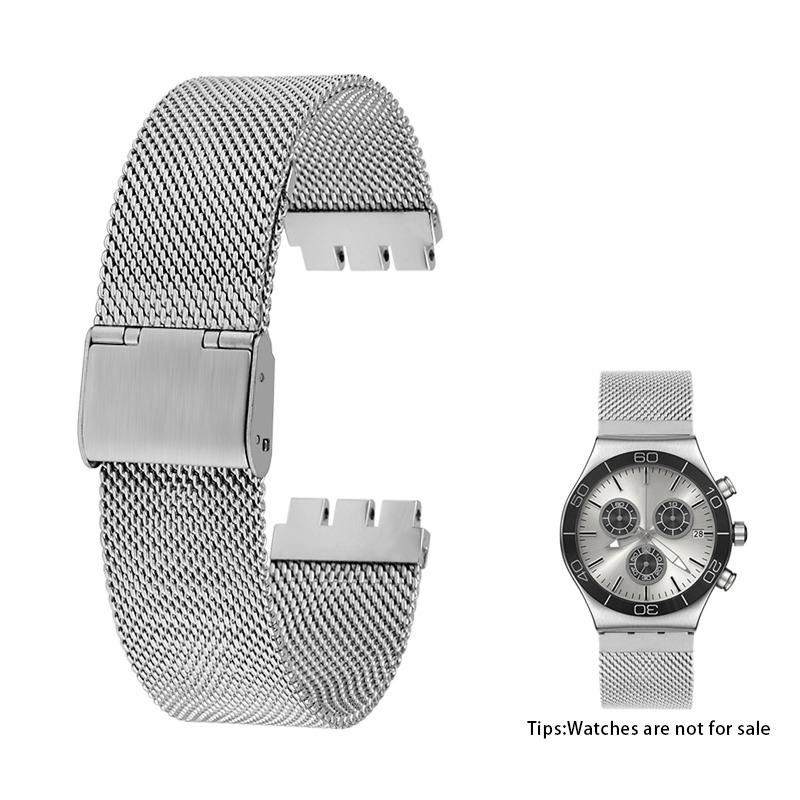 Per Swatch IRONY YAS112 /YGS749 Orologio da Uomo con Cinturino a Maglia Intrecciata in Acciaio Inossidabile Catena Cinturino in Metallo Serie YIS YVS 17mm 19mm 20mm 21mm