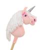 Hobby Horse Unicorn On a Stick, Small Pink with White Mane and Silver Horn