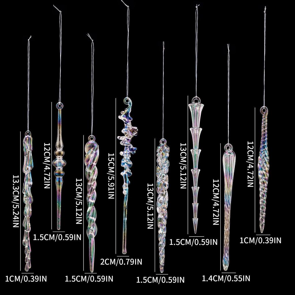 Colorful Acrylic Icicle Christmas Tree Ornaments
