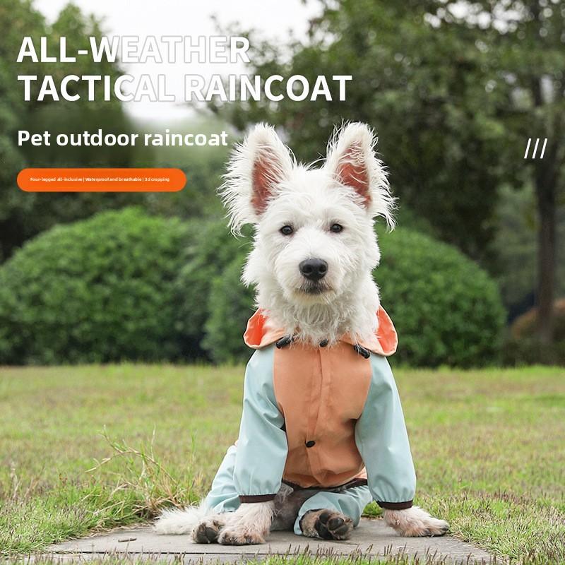 Vierbeiniger Regenmantel zum Schleppen von Welpen, Wasserdichtes Vollpaket mit Beinen, Kleiner Hund Bichon Bär, Teddy Haustier, Regenkleidung