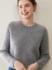Ribbed Cashmere Round Neck Women's Short Pullover Sweater - Solid Color Loose Knit Top