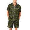 Conjunto de Pijama Masculino de Manga Curta com Botões e Shorts, Roupa Macia, Tamanhos P-XXXXG