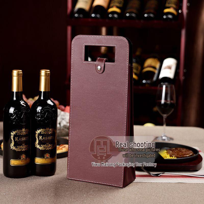 Borsa regalo in pelle per bottiglie di vino singole o doppie