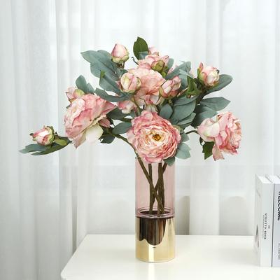 High-end Baked Edge Peony Flower Home Furnishing, Living Room Decoration Fake Flower Ornament, Wedding Simulation Flower
