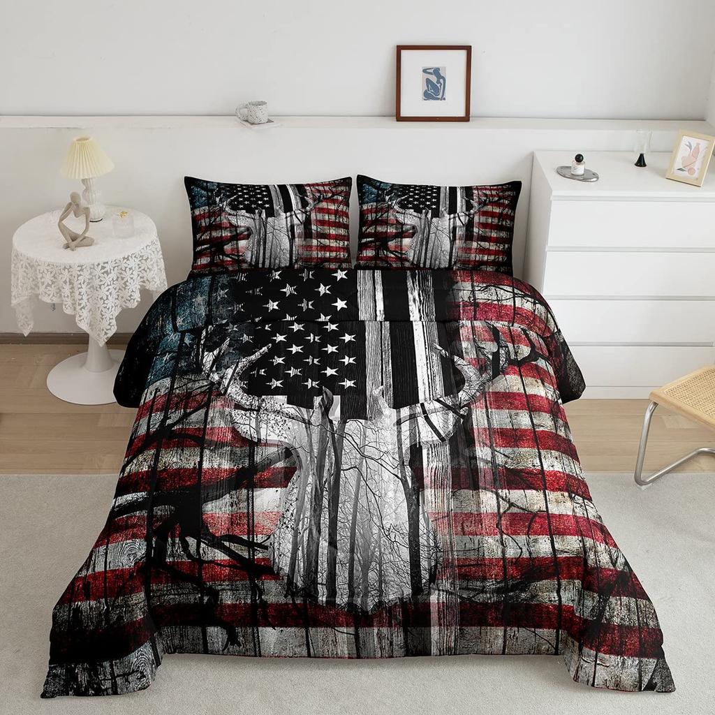 Cool Deer Bedding Collections King Queen Size Comforter Collections For Boys Kids Comforter Collections With 1 Comforter 2Pillowcases Room Decor