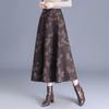 2025 Spring A-Line Skirt: Wool Front, Lace Back, Half-Elastic Waist, Long Skirt.