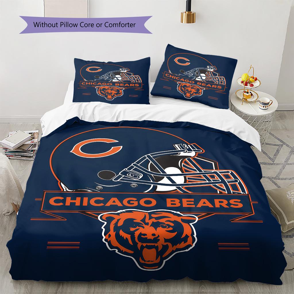 Set Biancheria da Letto con Fantasia Chicago Bears Copripiumino Federa Decorazione per la Casa Regalo (1 * copripiumino + 2 * federa, senza nucleo)