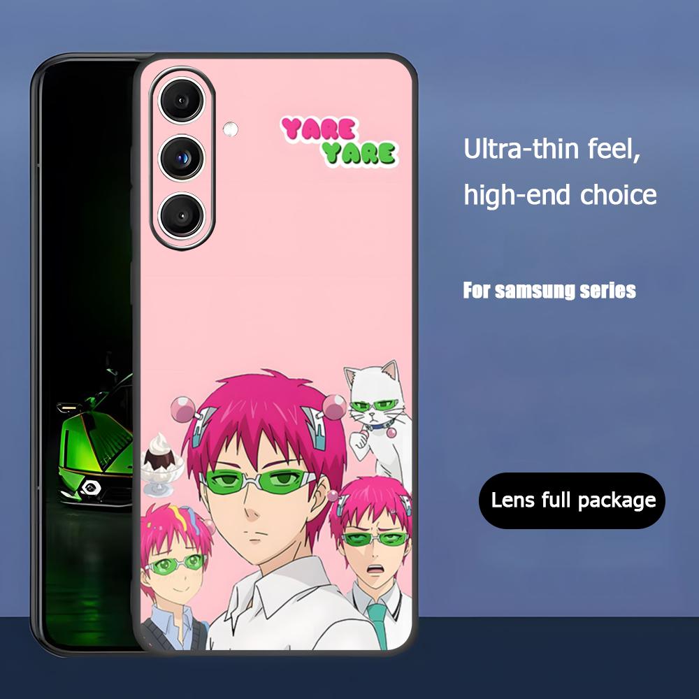 Hot Kusuo Saiki Anime Cool Phone Case For Samsung Galaxy S26 S25 S24 S23 S22 S21 Plus Ultra Note20 Soft Black