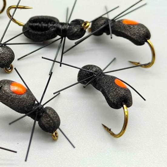 5Pcs Dry Fly Fishing Lure with Sharp Hook Floating Foam Ants Beetles Realistic Artificial Bait Saltwater Freshwater Fishing Accessories