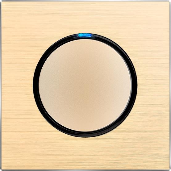 Hoge Kwaliteit Retro Stijl Aluminium Wandlichtschakelaar - Koffiekleurige LED Indicator met Resetknop Universele Elektrische Socket