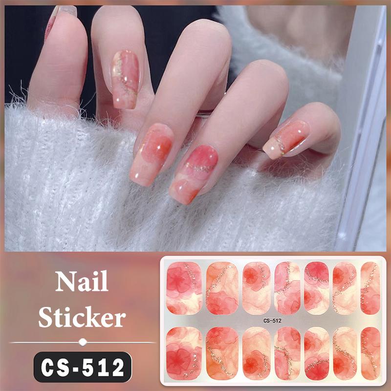 Bez lampy do utwardzania Wodoodporne naklejki na paznokcie Pełne krycie Naklejki na paznokcie Mocne i niełatwe do odpadnięcia 14 paznokci/zestaw Wielokolorowe plastry na paznokcie