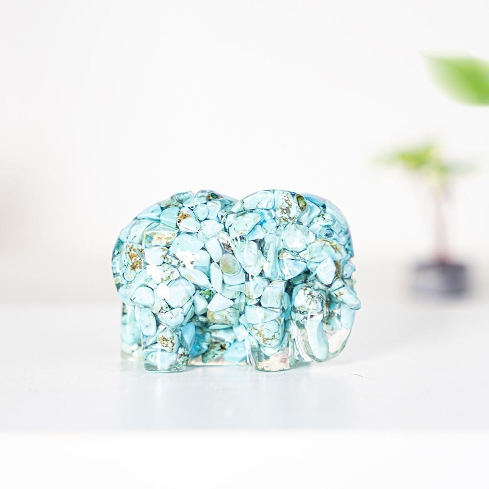 Natural Gemstone Crystal Decor Elephant Resin Art Home Gift For Special Occasions