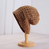 Women S Breathable Hollow Knitted Slouch Hat Solid Color Autumn Flattering Casual Fit