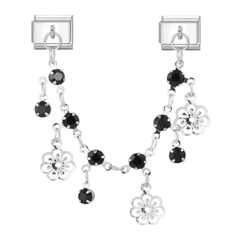 Star Butterfly Heart Zircon Round Pearls Tassel Chain Italian Charm Links Fit 9mm Bracelet Stainless Steel Women DIY Making Gift
